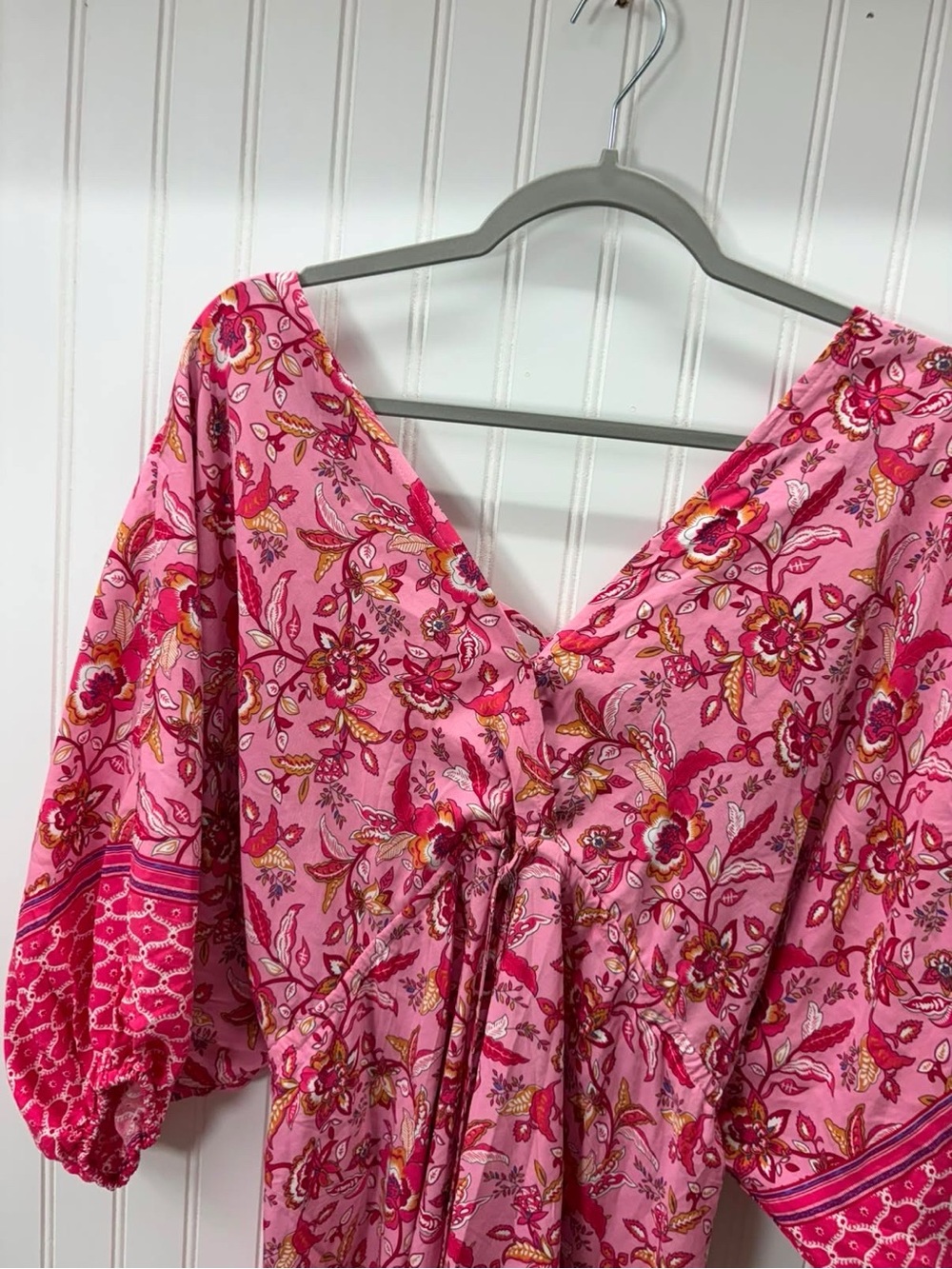 Cupshe Pink Floral open back summer Beach Dress with Drawstring waist - Picture 6 of 12